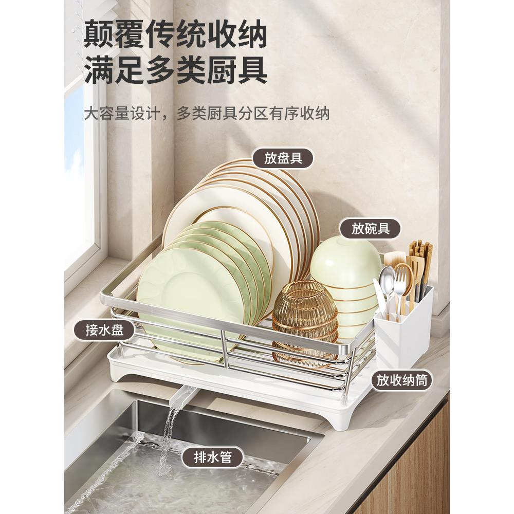 自排水碗碟碗盘收纳架沥水架家用放碗架碗筷收纳盒碗柜厨房置物架