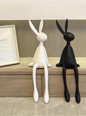 长耳兔子坐姿小摆件轻奢高档软装高级感家居客厅电视柜酒柜装饰品