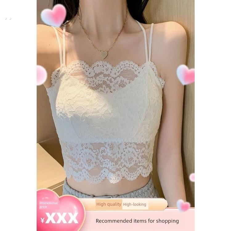 蕾丝美丽的背部背心妇女夏季外穿与衬垫胸罩所有在一起的贴身内衣