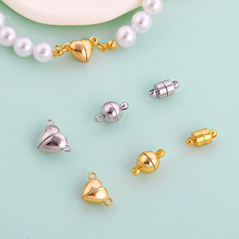 迷你小皮带头珍珠项炼皮带头高端奢华款妈妈链扣头爱心圆形磁吸磁