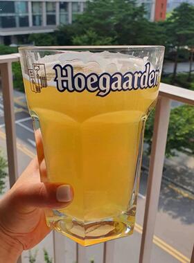 比利时福佳白啤酒杯玻璃超大容量精酿扎啤杯网红商用六角大号杯子