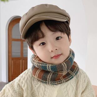 婴儿围脖冬季宝宝脖套防风男童保暖韩版女童双色格子儿童围巾加厚