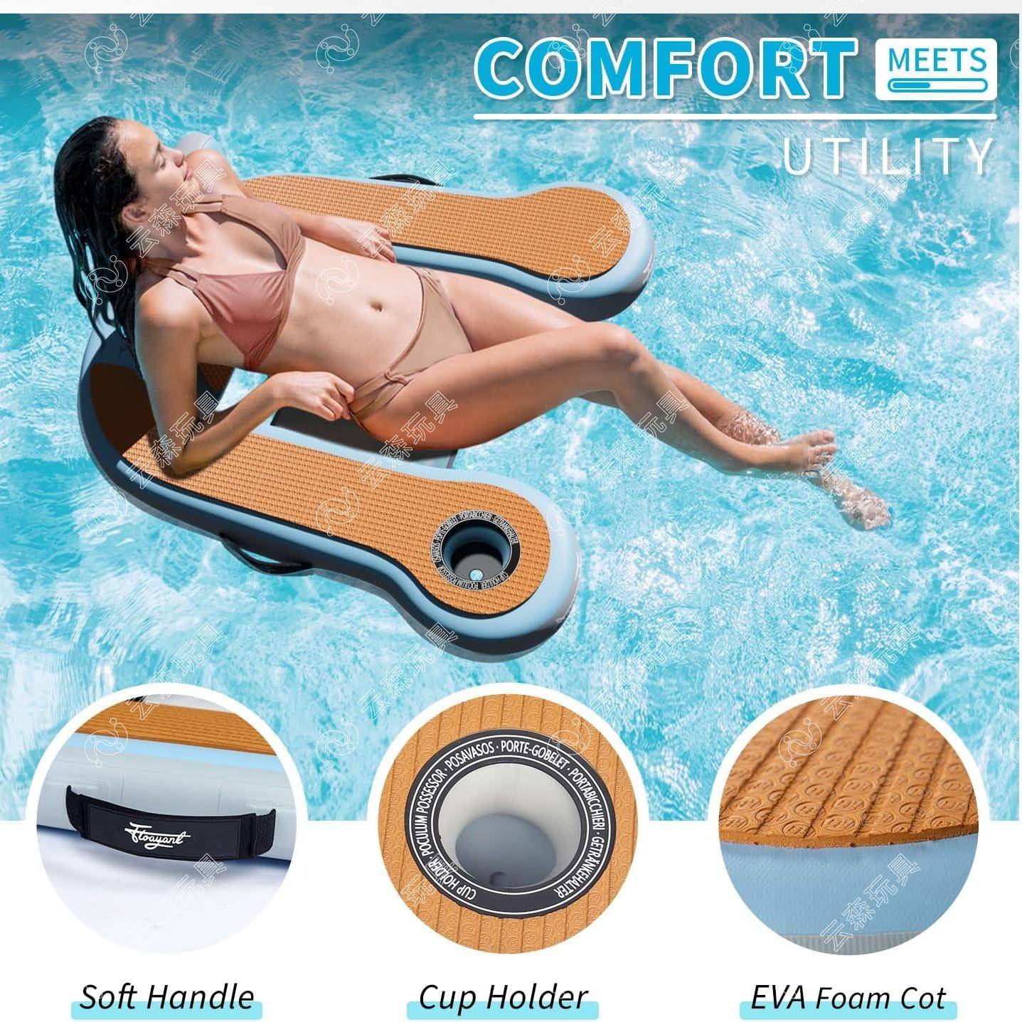 跨境游泳池充气浮排可折叠浮床水上游乐吊床单人躺椅浮排