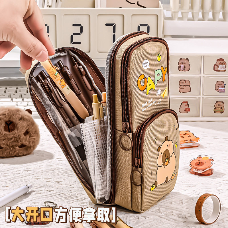 卡皮巴拉笔袋可爱大容量铅笔盒学生耐脏文具袋高级感文具盒定制