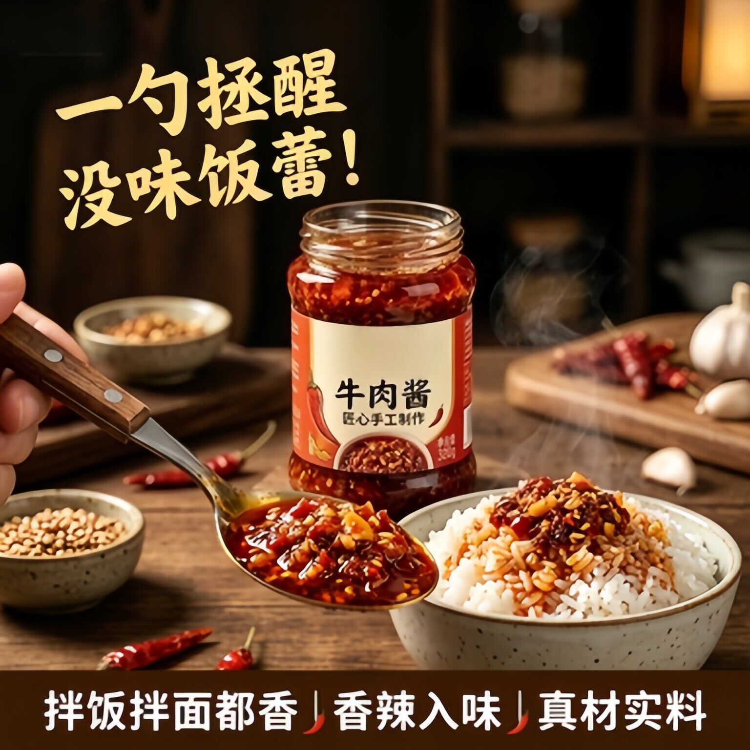 央妈推荐牛肉酱拌饭酱香菇下饭菜神器香辣开胃面条用酱料拌面酱