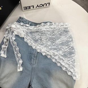 腰封裙帘头巾牛仔裤装饰屁帘蕾丝花边三角巾叠穿腰带网纱腰巾配饰
