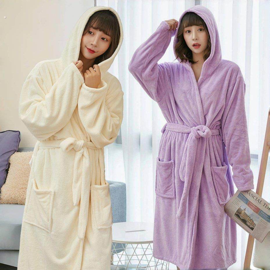 浴袍加长秋冬男女系绑带加厚新款比纯棉吸水成人家用洗澡速干浴衣