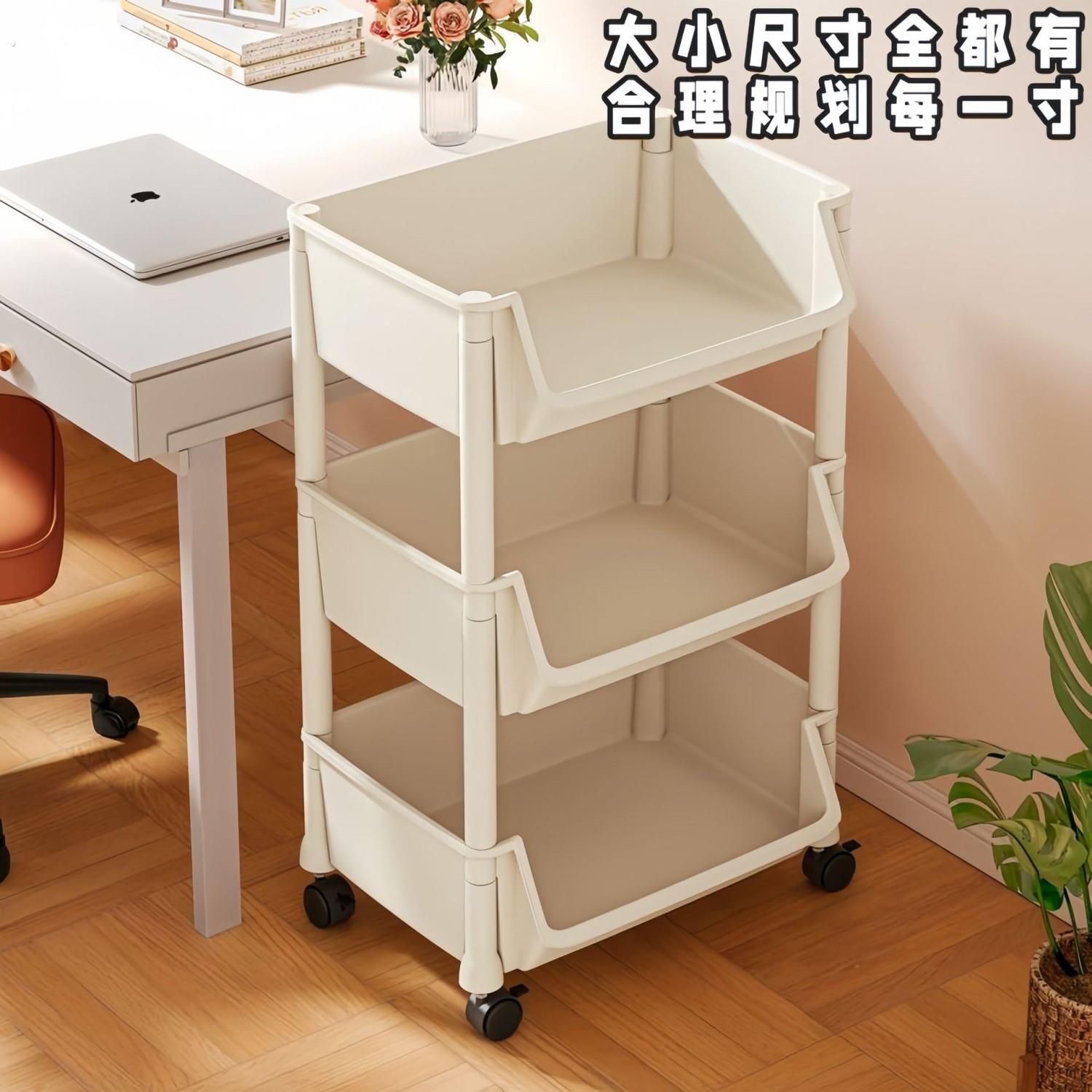 移动书架置物架落地多层带轮客厅卧室宿舍儿童小书柜小推车收纳架