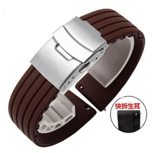 户外防水防汗运动硅胶表带男女通用款平口橡胶16 18 20 22 2324MM