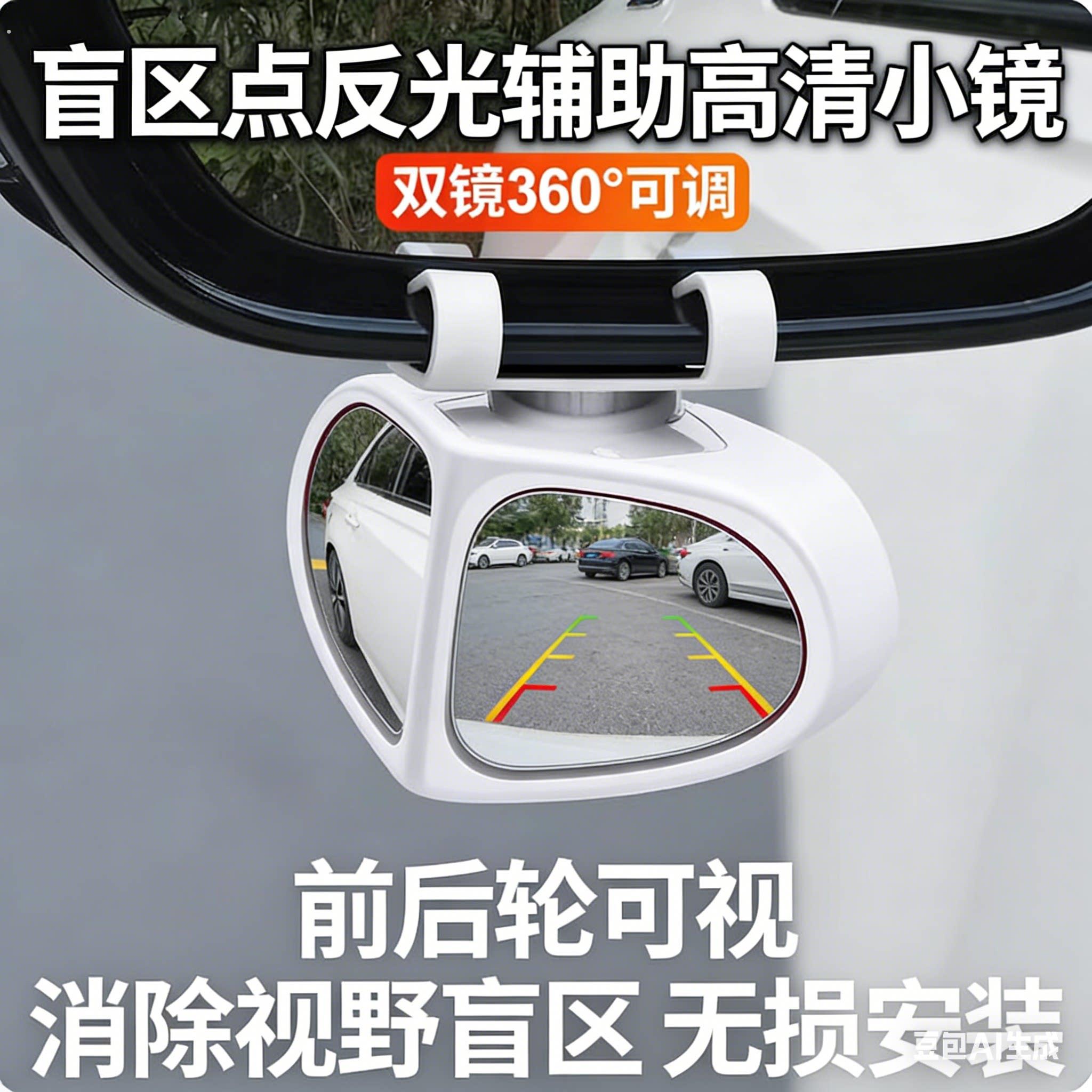 倒车自动下翻后视镜汽车前后轮度可调广角盲区点反光辅助高清小镜