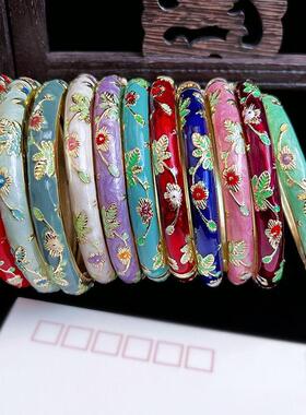 景泰蓝手镯老北京景泰蓝手镯故宫手镯老旅游纪念品珐琅彩细碎花女