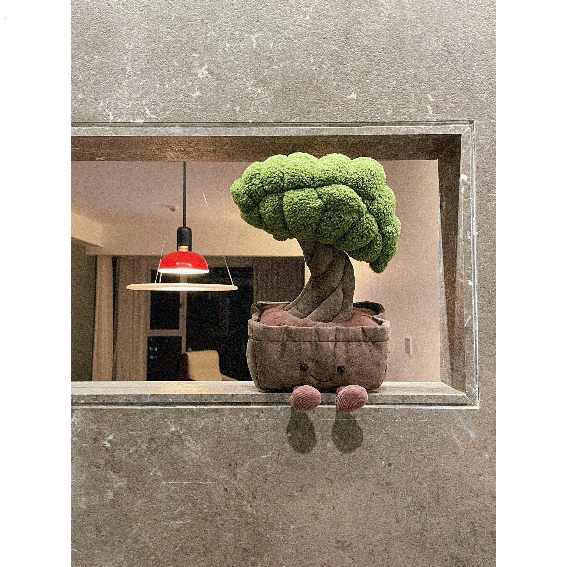 迎客松摆件趣味盆景盆栽毛绒玩偶彷真植物摆设客厅玄关可爱装饰品