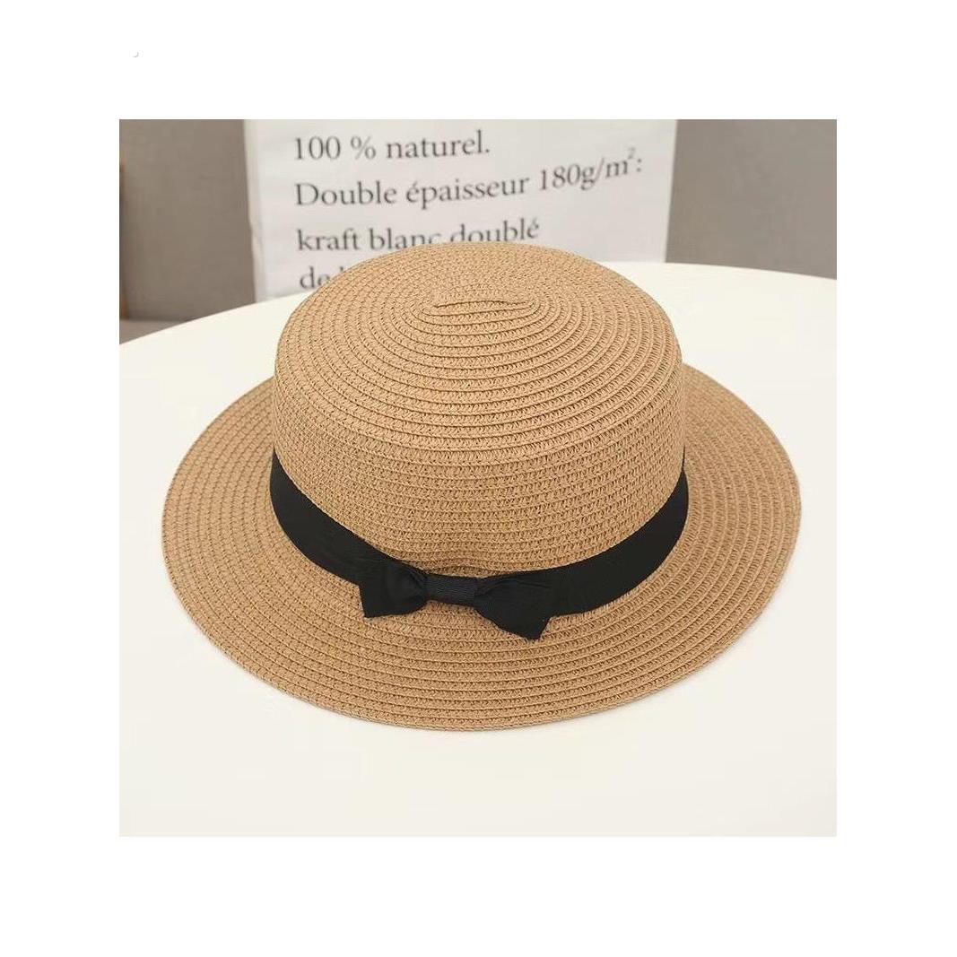 韩版草帽女夏天英伦覆古平顶小清新礼帽遮阳防晒沙滩帽子出游潮夏