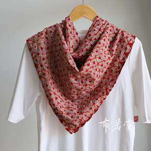 布茗堂 密集扎花 套色染小方巾 植物蓝染茶巾头巾围巾包饰