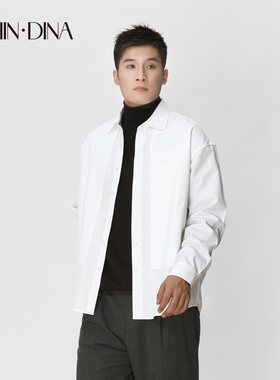 白色长袖衬衫男款2025新款秋冬加厚天丝棉痞帅高级感简约休闲衬衣