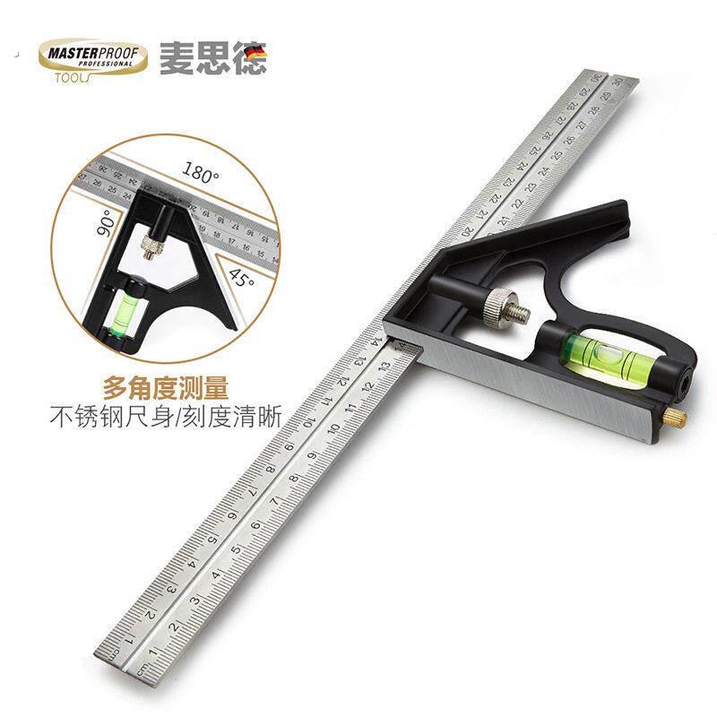 不锈钢活动角尺 90度万能水平尺 组合角尺木工直角测量尺 上海制