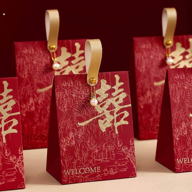 结婚2025新款糖盒婚礼喜糖袋中式盒子伴手礼高级订婚手提糖果空盒
