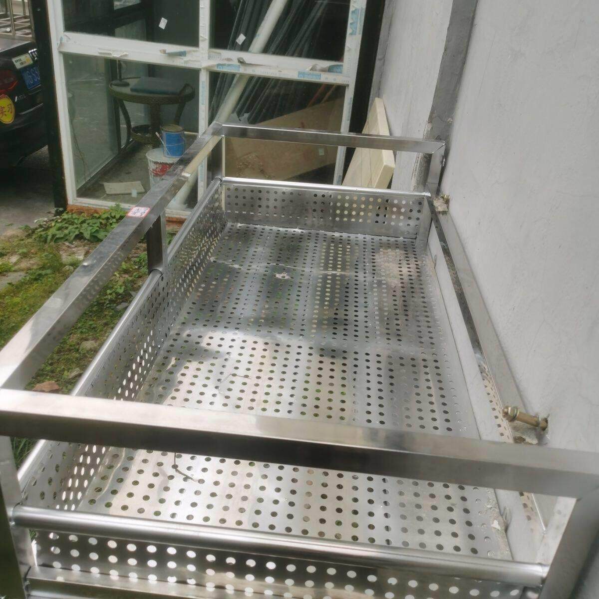 加厚窗外置物架室外不锈钢置物架厨房阳台安装悬挂式置物架户外