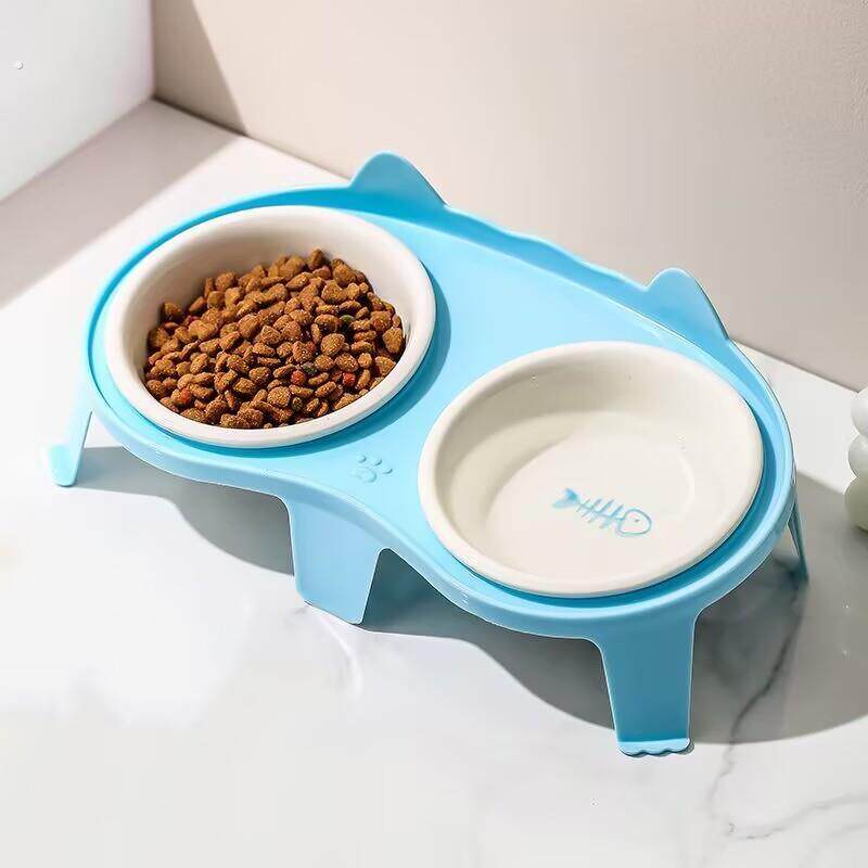 【护颈+防黑下巴】陶瓷材质猫碗陶瓷双碗宠物碗可爱狗食盆水粮碗