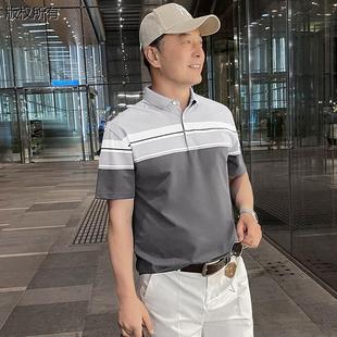 中老年人男装 翻领爸爸夏装 t恤薄款 夏 短袖 中年男士 夏季 洋气polo衫