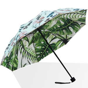羚羊早安 夏季黑胶花朵晒遮阳伞双面花纹晴雨两用伞