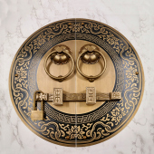 仿古大门门栓纯铜拉手圆形黄铜门锁中式 栓门环木门明插销 老式