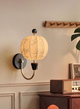 菊花台法式复古壁灯客厅背景墙卧室床头中古实木艺术氛围装饰casa