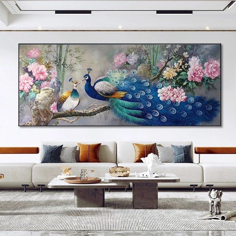 钻石画满钻年花开富贵吉祥孔雀牡丹花卉点贴十字绣