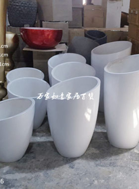 简约斜切口白色落地玻璃钢花瓶树脂花盆花插花台工艺品
