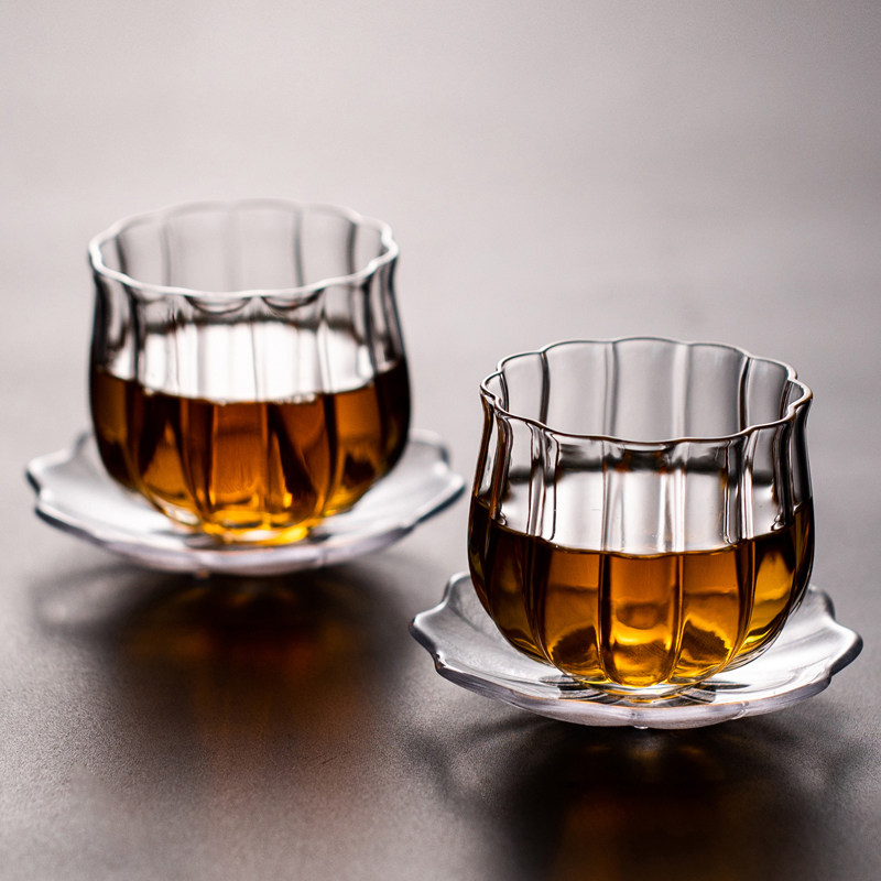 手工耐热玻璃莲花品茗杯日式杯单杯个人功夫茶具茶杯