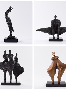 由居 现代艺术雕塑摆件样板房酒店售楼处玄关摆台抽象人物装饰品