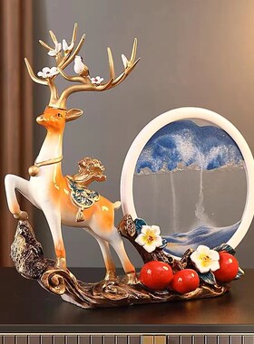 创意立体流沙画鹿电视柜家居装饰品男生女生生日解压沙漏