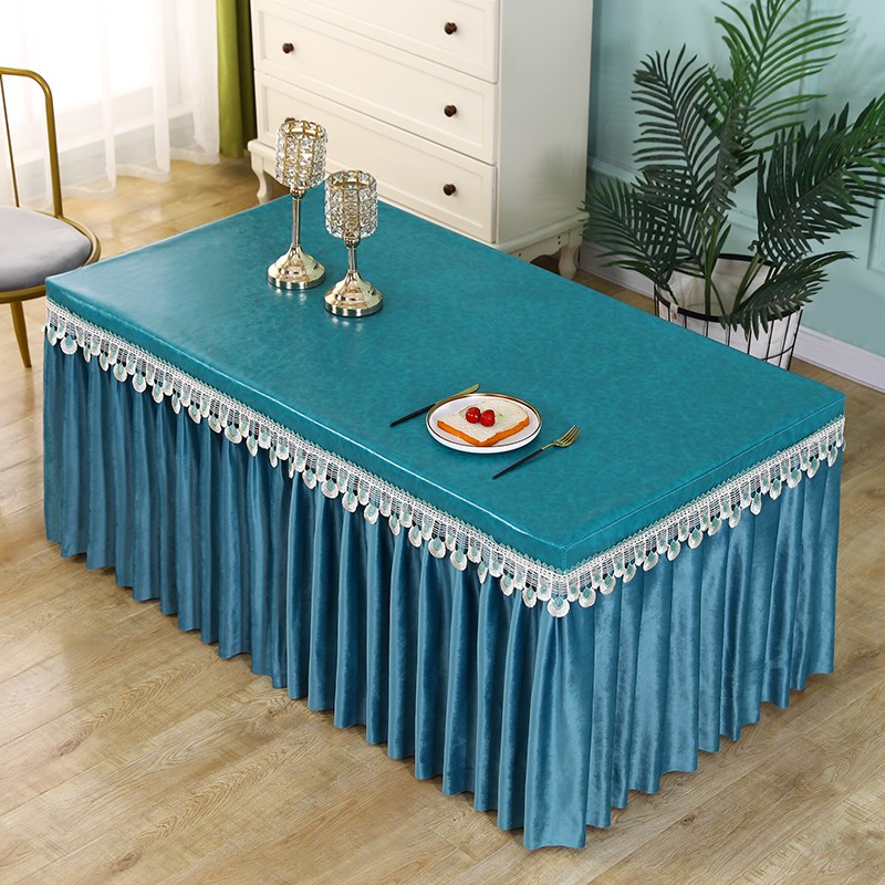 X9IG新款防水防油茶几桌布烤火桌罩正方形皮罩蕾丝免洗桌布长方形