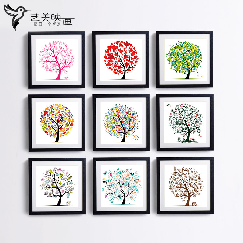 【幸福树】有框现代壁画床头挂画餐厅发财树背景墙画