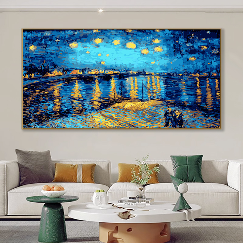 梵高数字油画diy填色画客厅手工手绘dGiy填充油彩画抽象大幅装饰