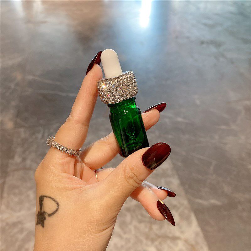 级镶钻玻璃滴管分装瓶精油精华护肤品收纳瓶液体小样空瓶