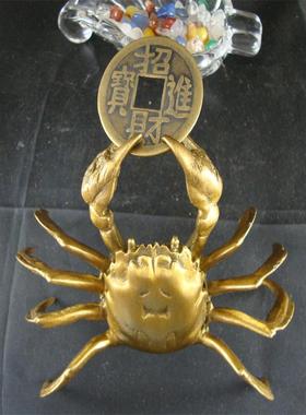 纯铜螃蟹横财将军客厅家居招财书房送铜钱炒股创
