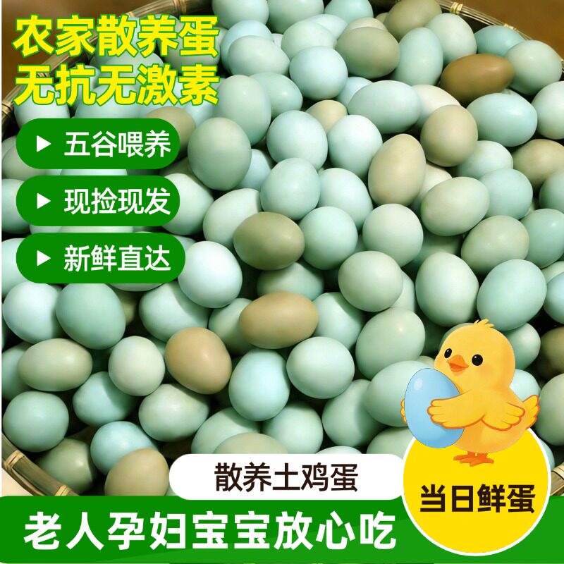 【助农】现捡绿壳蛋山林散养乌骨鸡蛋土鸡蛋月子蛋非柴鸡蛋绿皮