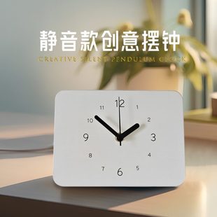 木钟表 创意简约桌面时钟办公室摆件迷你卧室客厅座钟静音家用台式