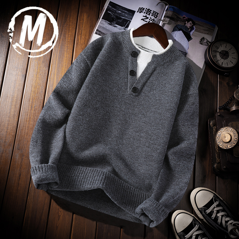 假两件毛衣男士圆领针织衫