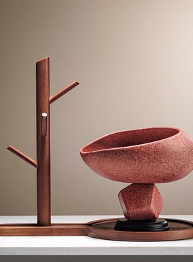 新中式石来运转玄关钥匙收纳摆件入户门厅装饰品乔迁新居礼品开业