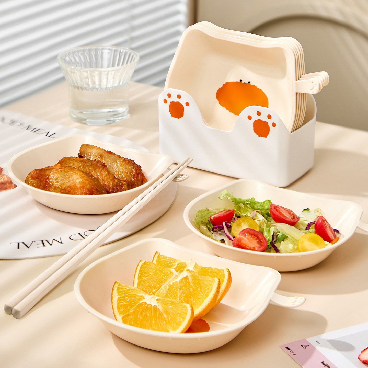 卡通吐骨碟家用塑料骨头盘食品级水果盘碟桌面小菜碟时尚厨房餐盘
