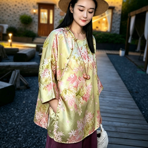 桑蚕丝万事利枫林晚显瘦上衣女