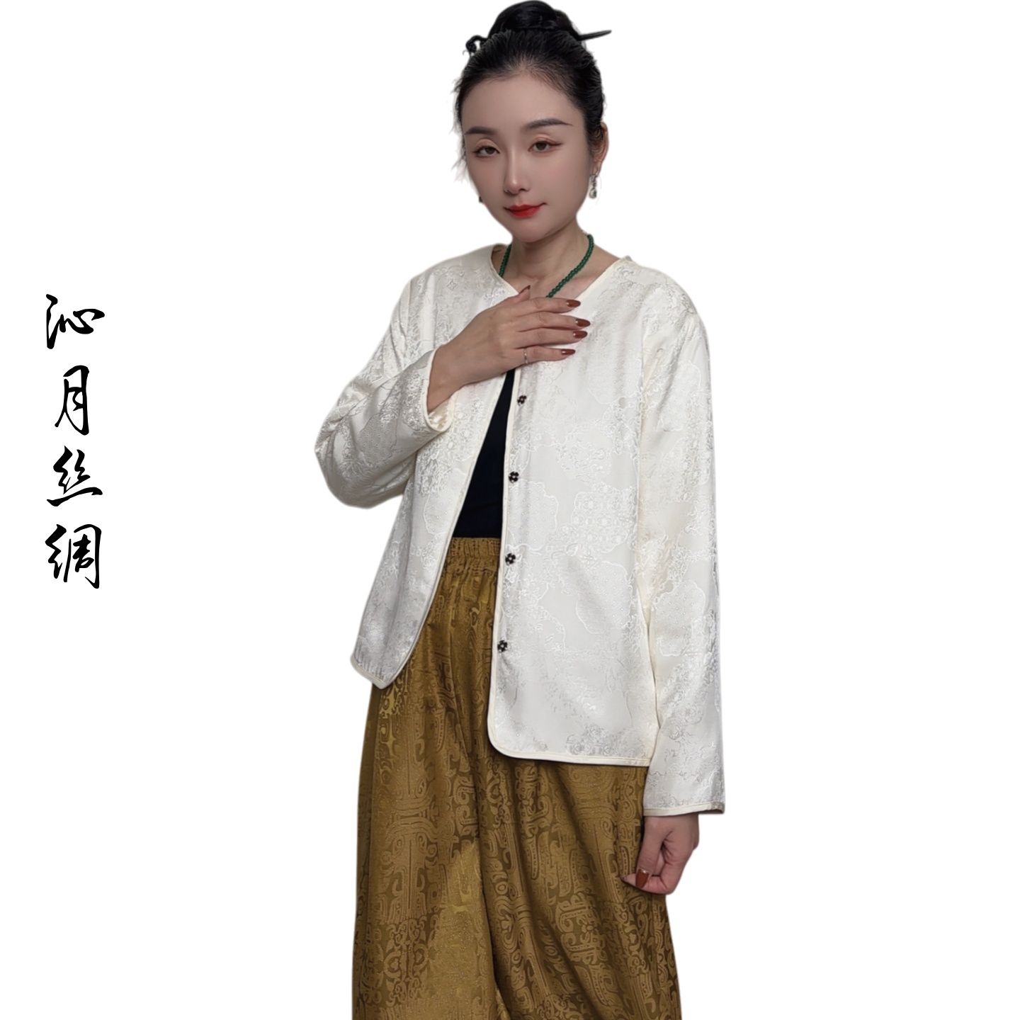 新中式打底上衣100%桑蚕丝棉内胆