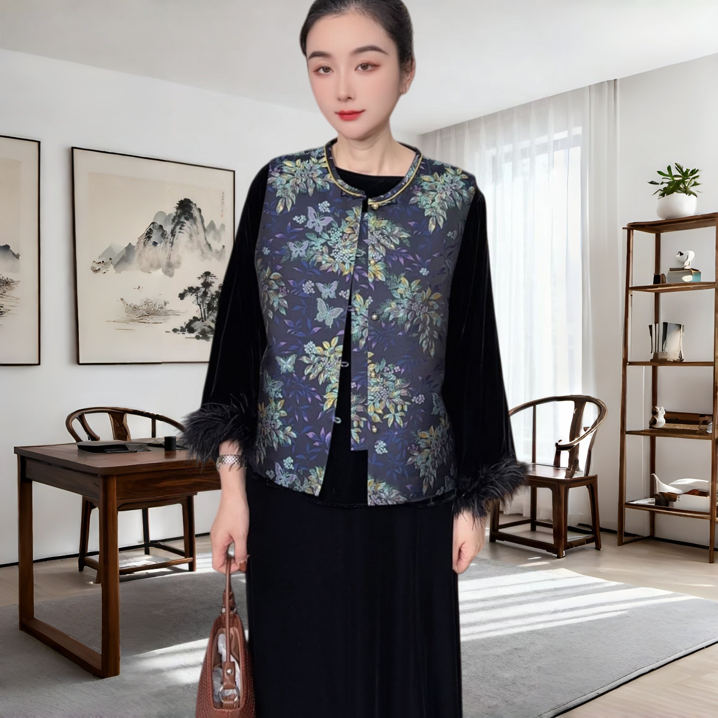 新中式国风100%桑蚕丝马甲