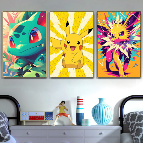 宝可梦pokemon皮卡丘装饰画电竞房挂画卧室二次元卡通动漫墙画