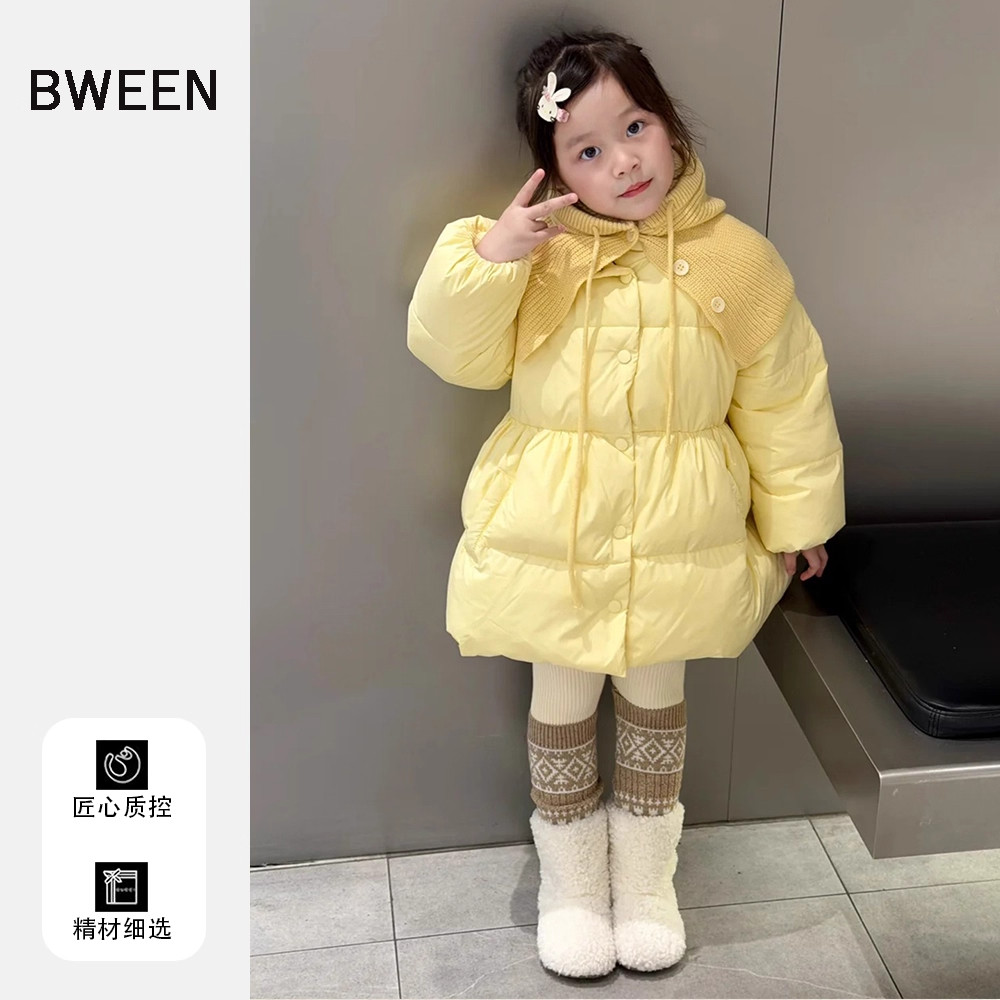 新款冬季女童加厚连帽羽绒服