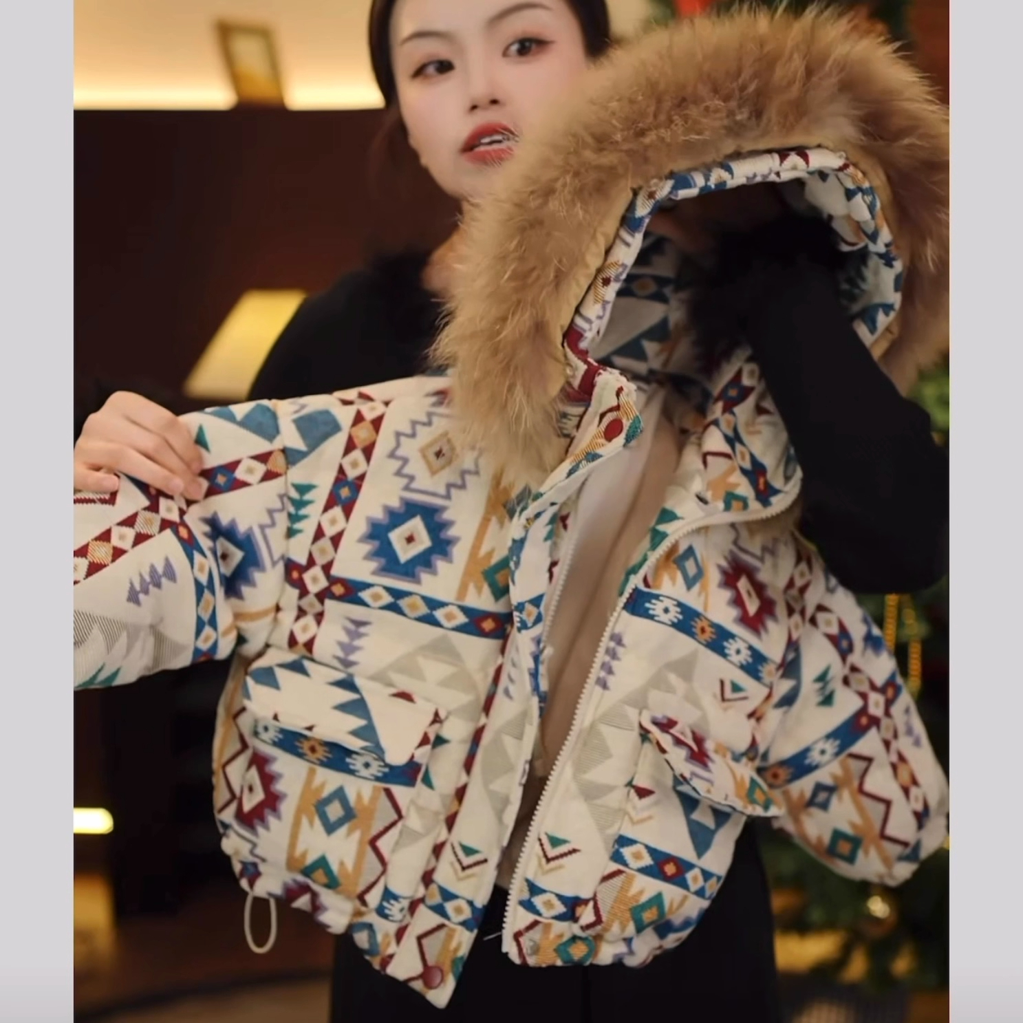 冬季儿童真毛领加厚保暖羽绒服