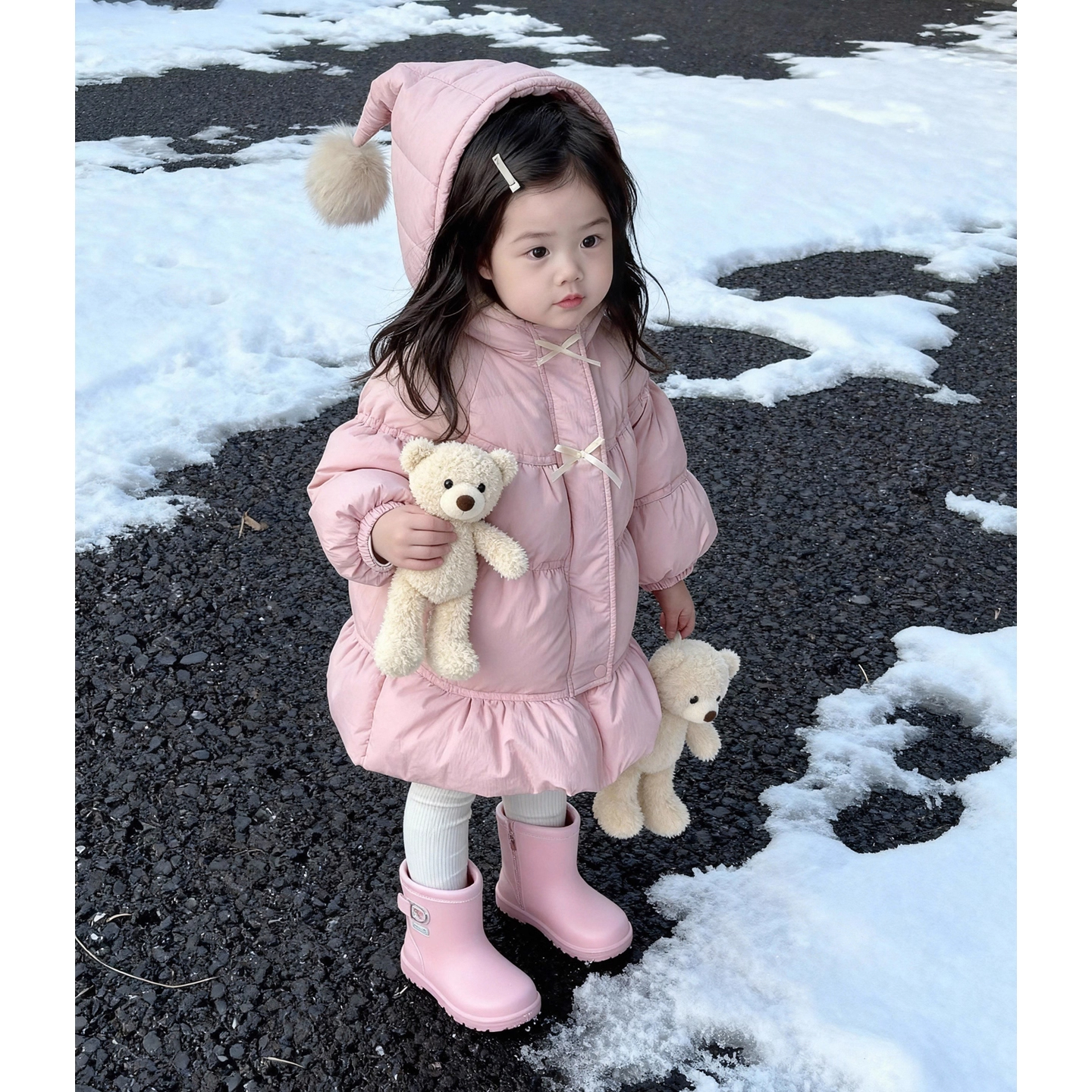 儿童粉色加厚保暖羽绒服