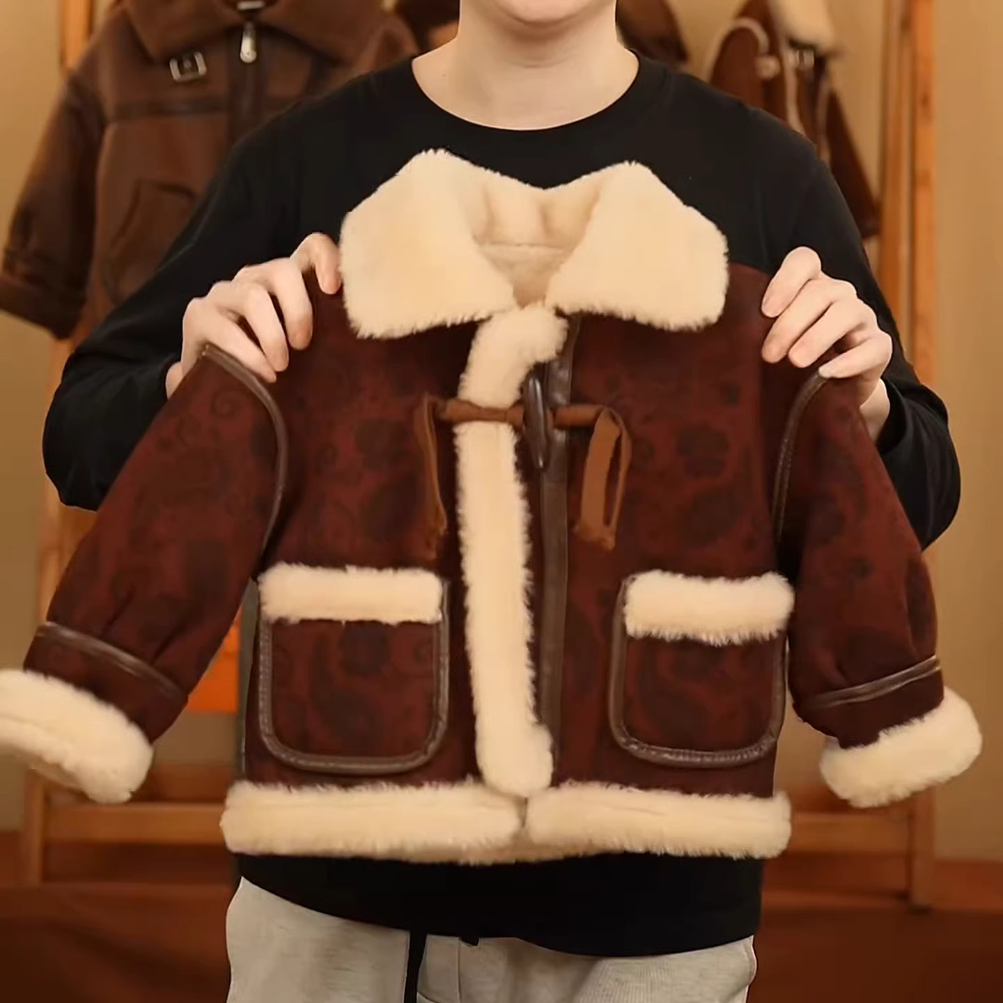 2026年春装新款儿童复古风翻领加厚外套男女通用长袖拉链保暖童装,童装/婴儿装/亲子装,棉袄/棉服,淘宝优惠券,粉丝福利购,淘宝优惠卷